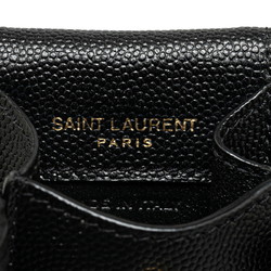 Saint Laurent YSL AirPods Case Black Gold Leather Women's SAINT LAURENT