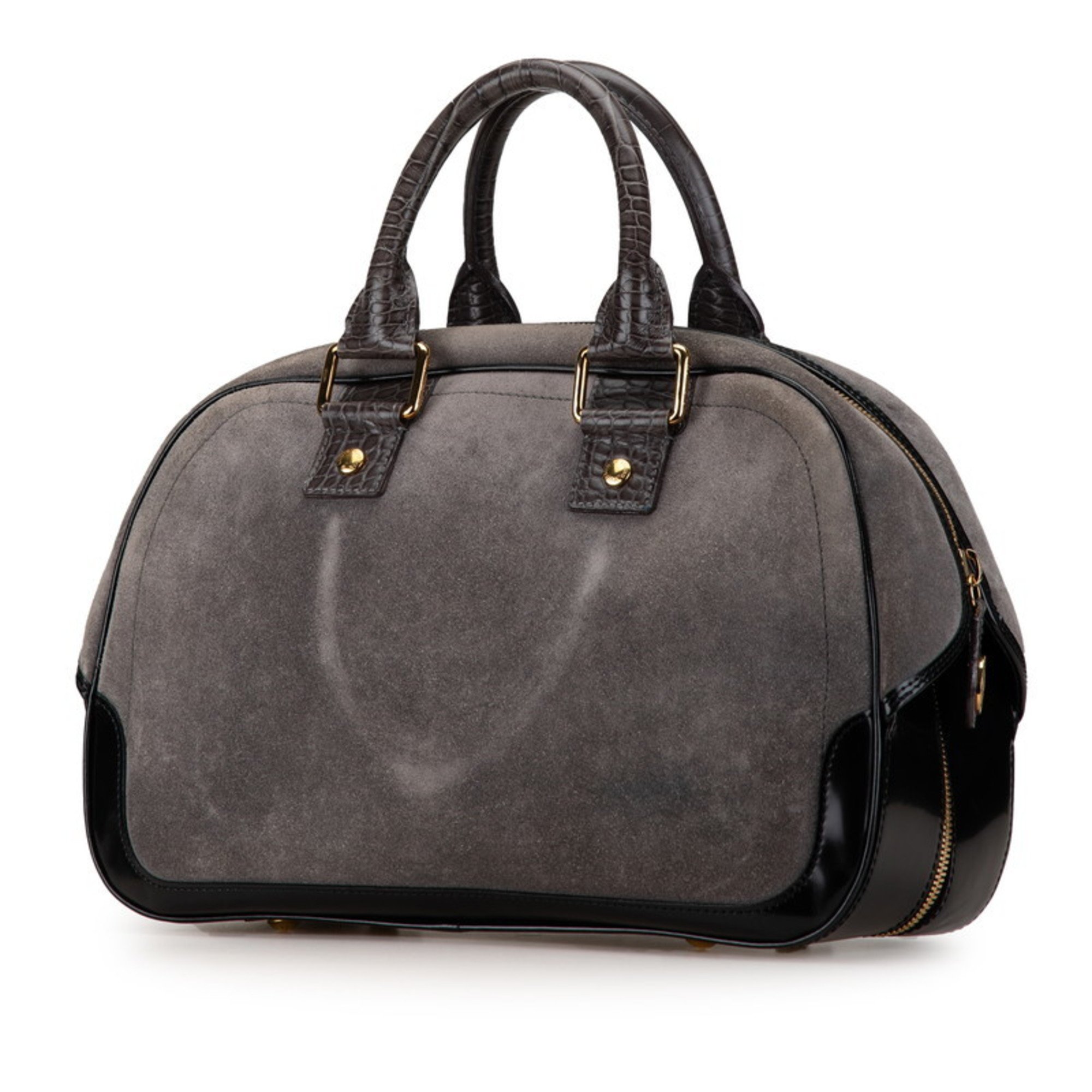 Louis Vuitton Cruise Stamp Bag PM Handbag M95239 Grey Black Suede Leather Women's LOUIS VUITTON