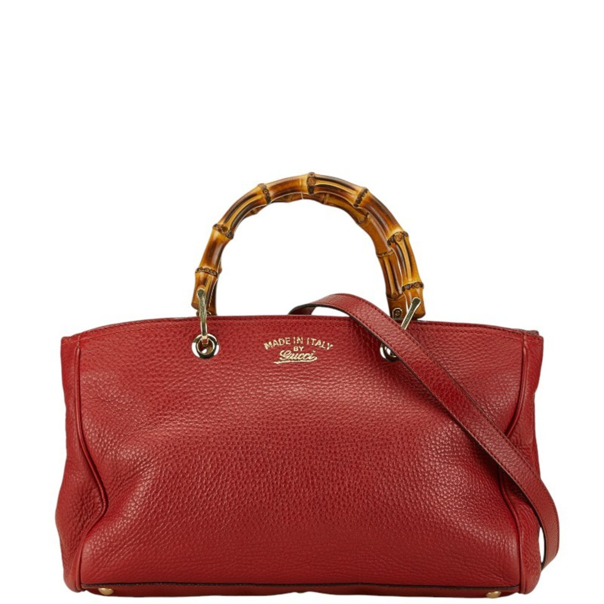 Gucci Bamboo Handbag Shoulder Bag 323660 Red Leather Women's GUCCI