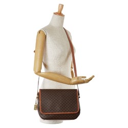 Celine Macadam Shoulder Bag Brown Leather Women's CELINE