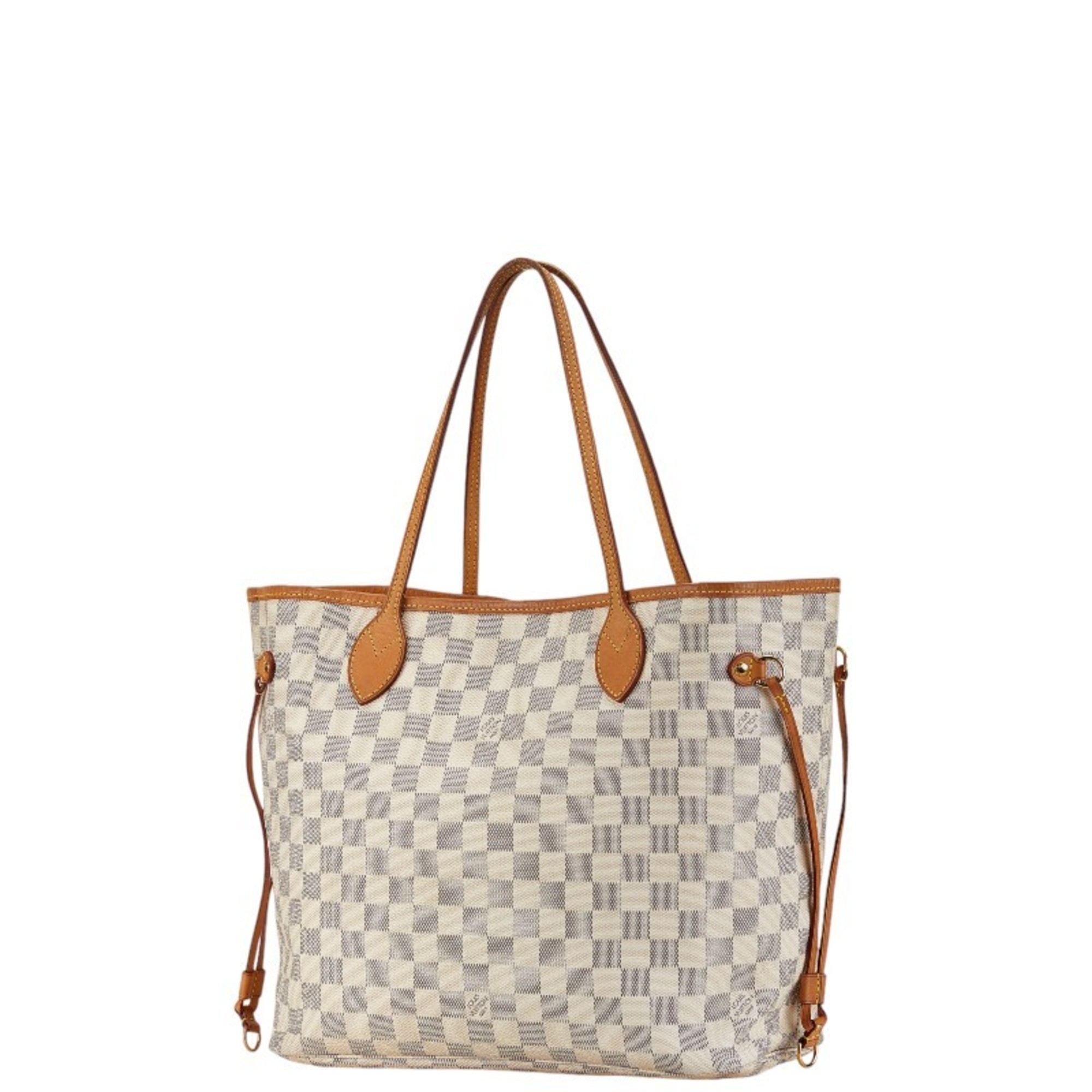 Louis Vuitton Damier Azur Neverfull MM Tote Bag Shoulder N51107 White PVC Leather Women's LOUIS VUITTON