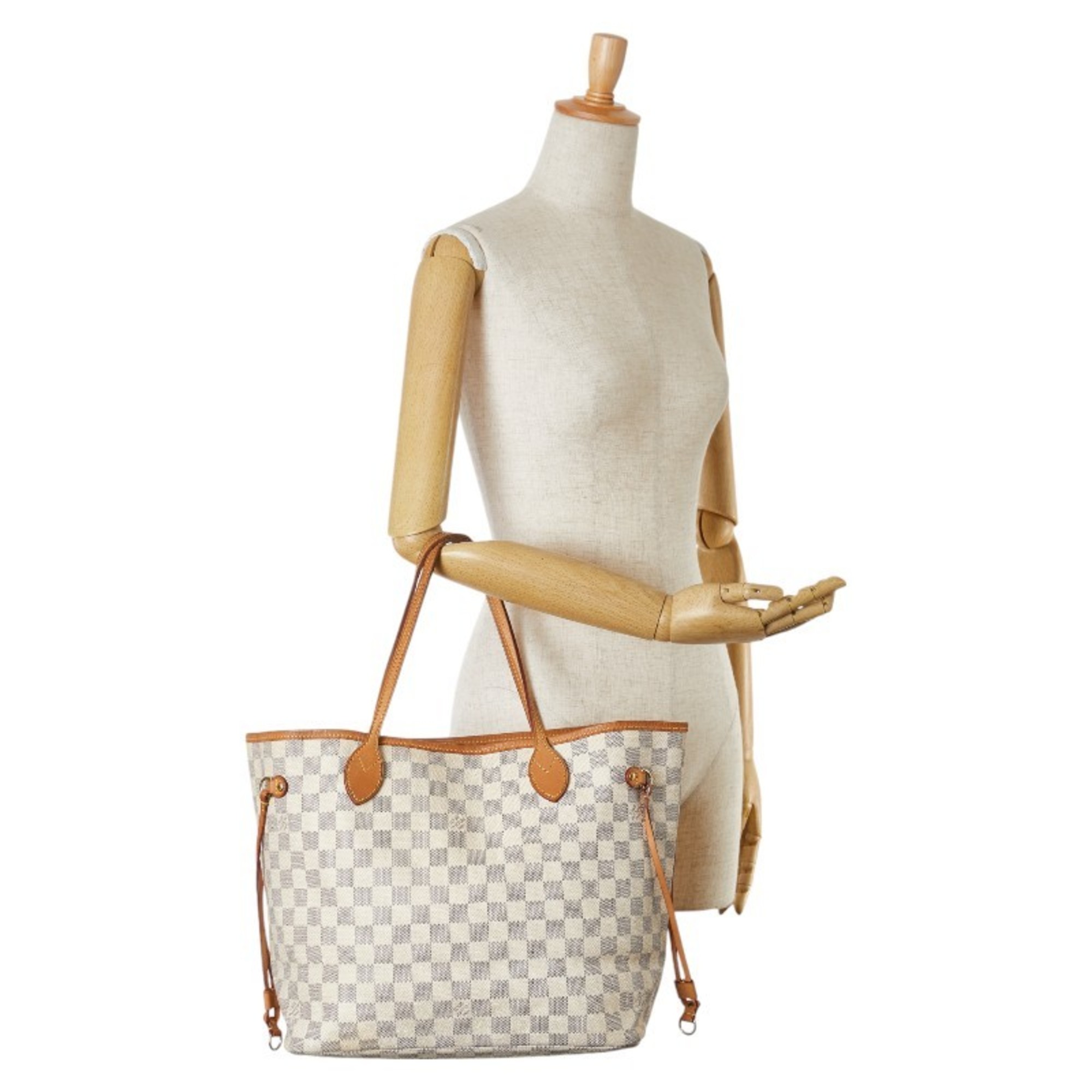 Louis Vuitton Damier Azur Neverfull MM Tote Bag Shoulder N51107 White PVC Leather Women's LOUIS VUITTON