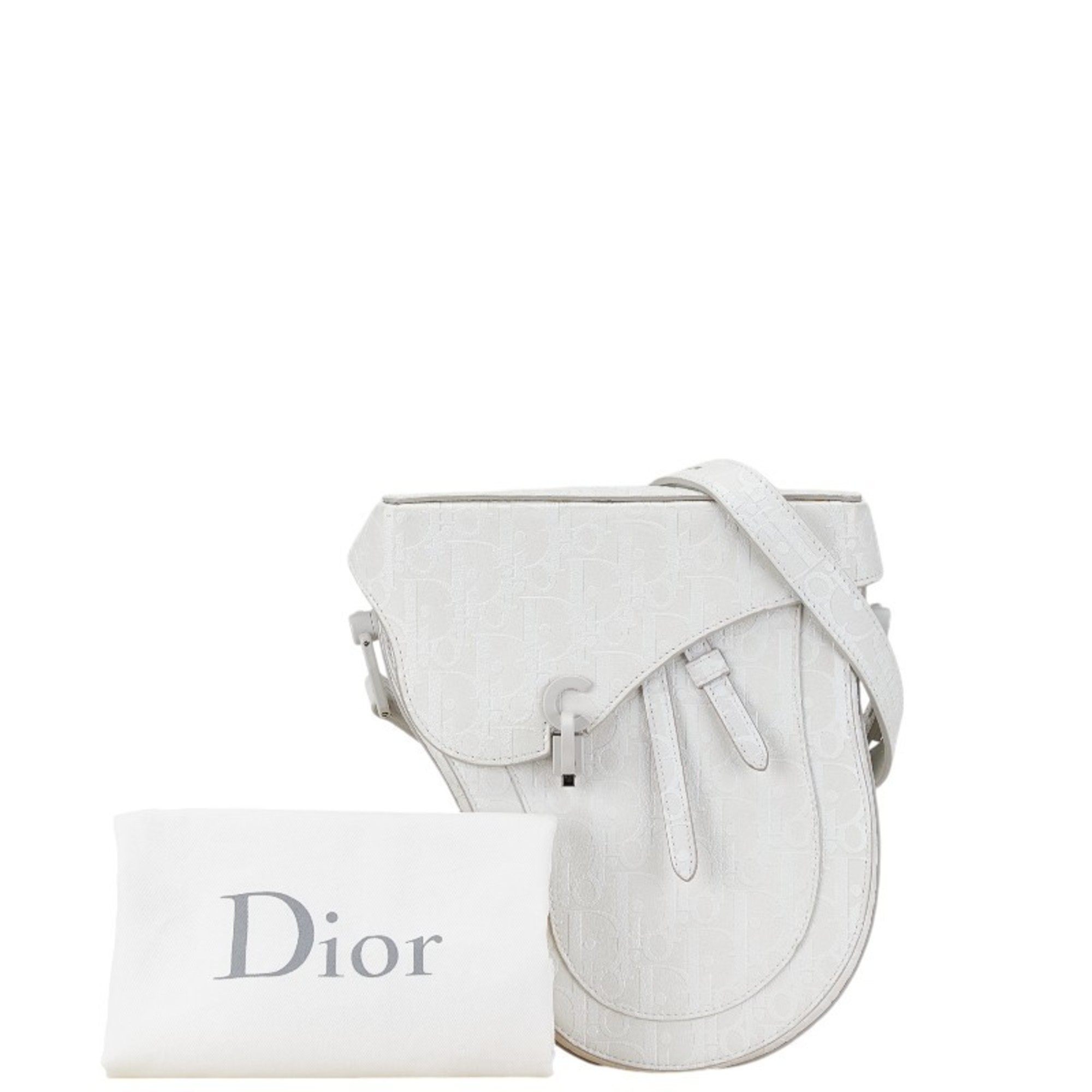 Christian Dior Dior Saddle Boxy Shoulder Bag White Leather Women's