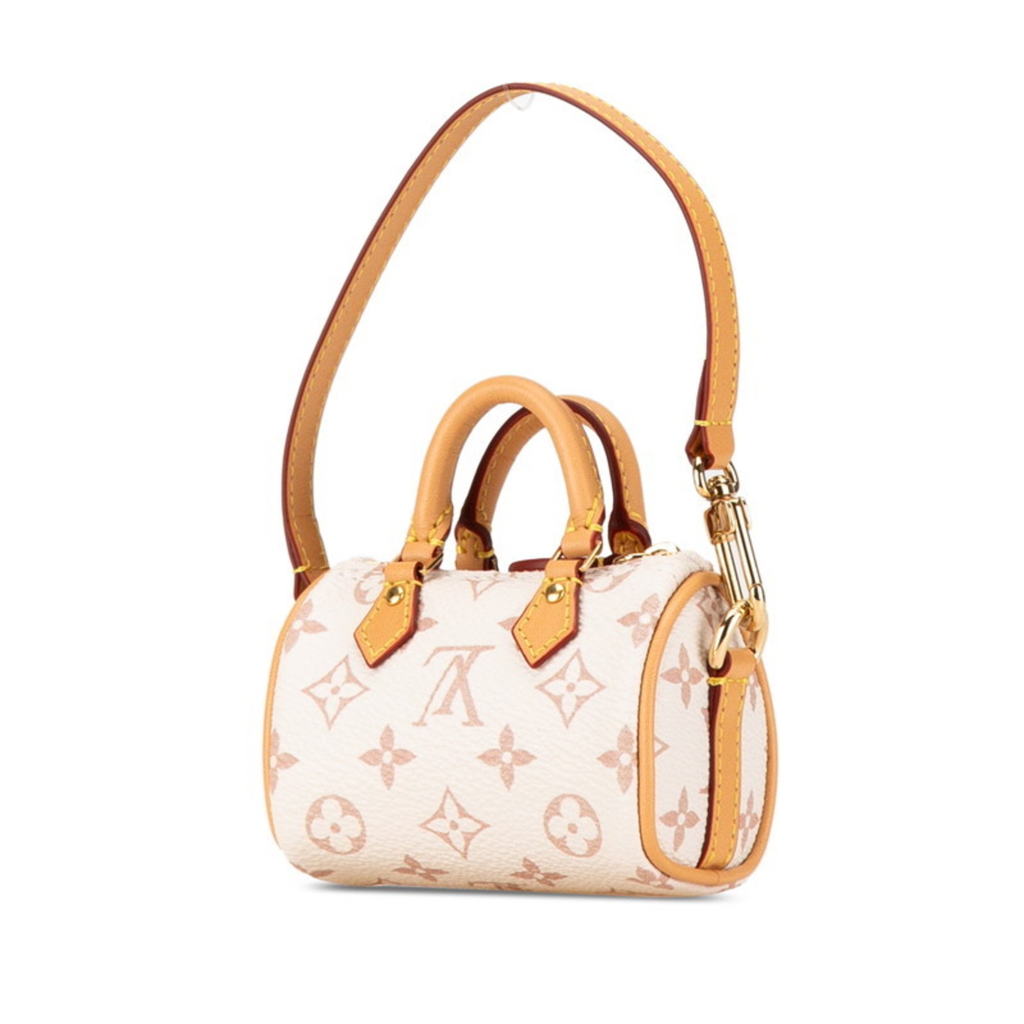 Louis Vuitton Monogram Dune Micro Speedy Bag Charm Keychain M01882 White PVC Leather Women's LOUIS VUITTON