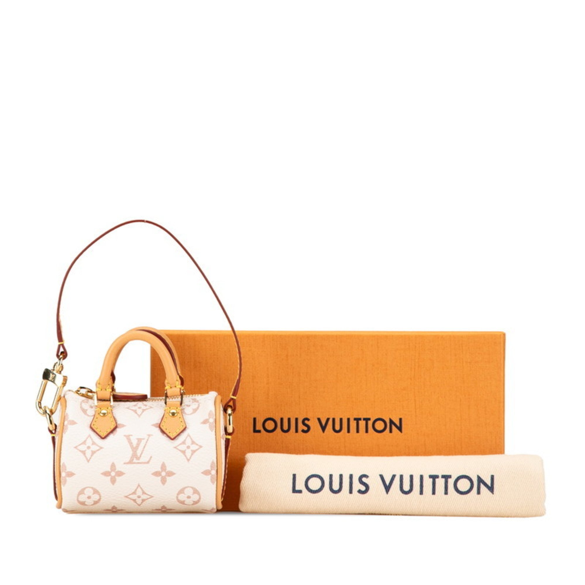 Louis Vuitton Monogram Dune Micro Speedy Bag Charm Keychain M01882 White PVC Leather Women's LOUIS VUITTON