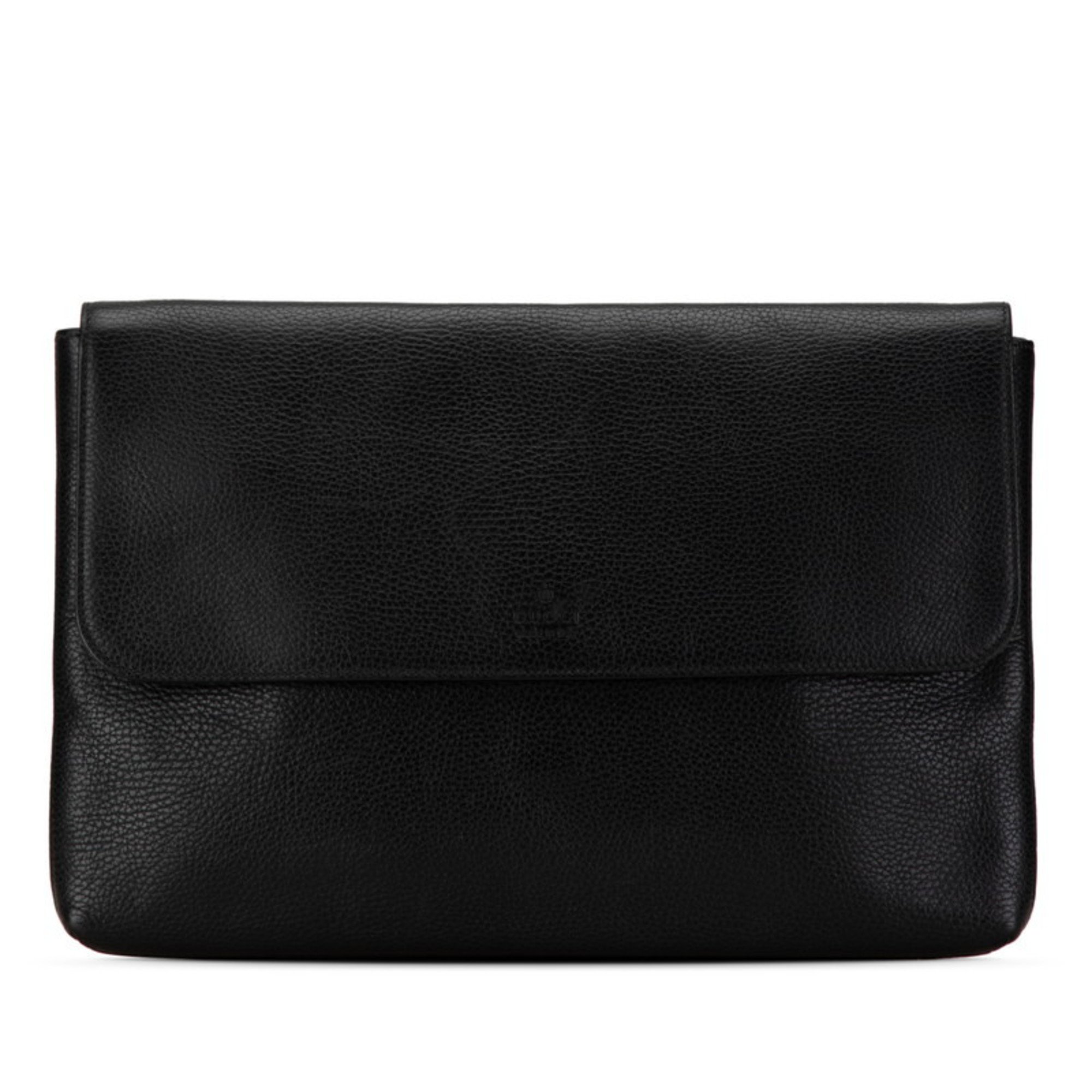 Gucci Clutch Bag Second 387082 Black Leather Women's GUCCI