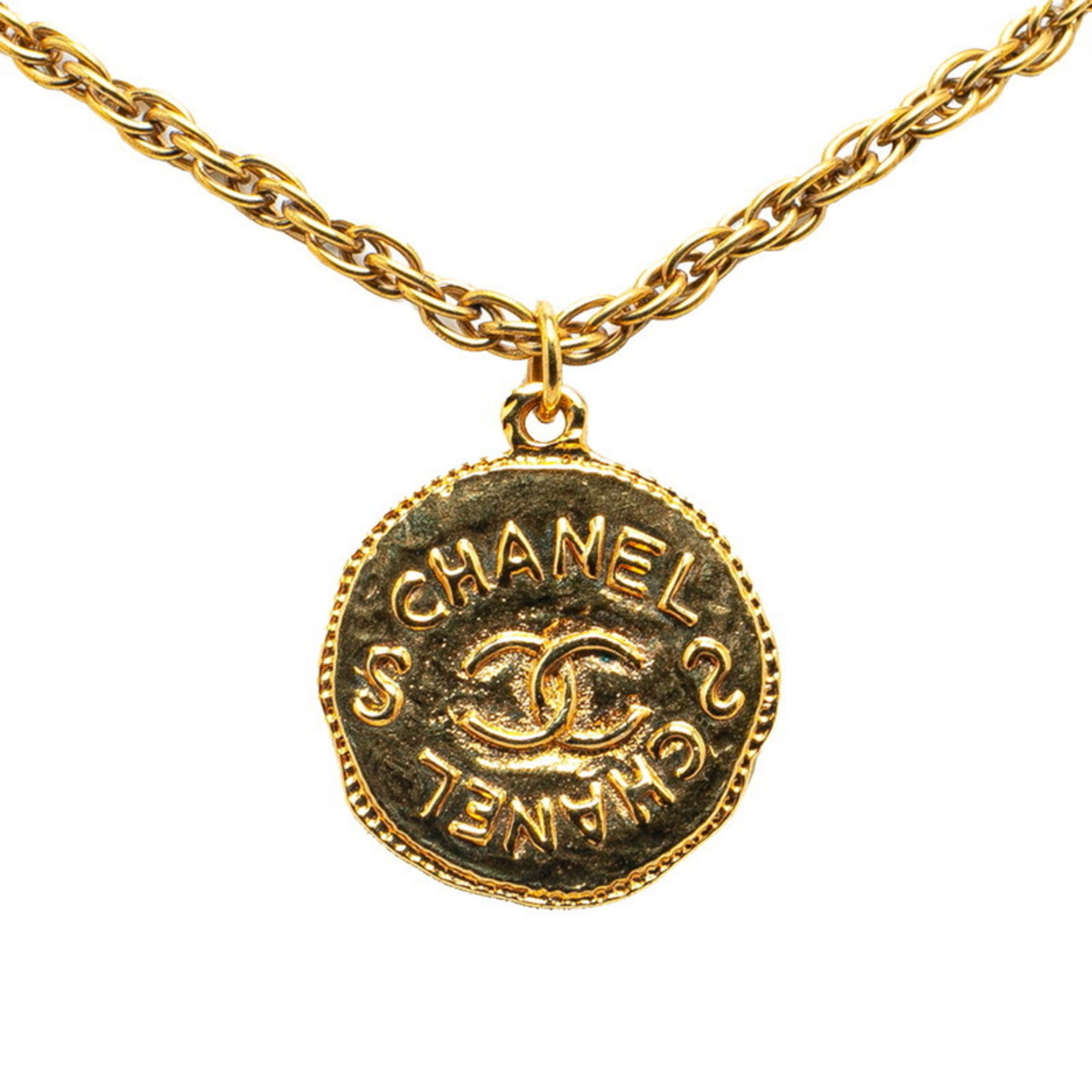 Chanel Coco Mark Necklace Gold Plated Women's CHANEL