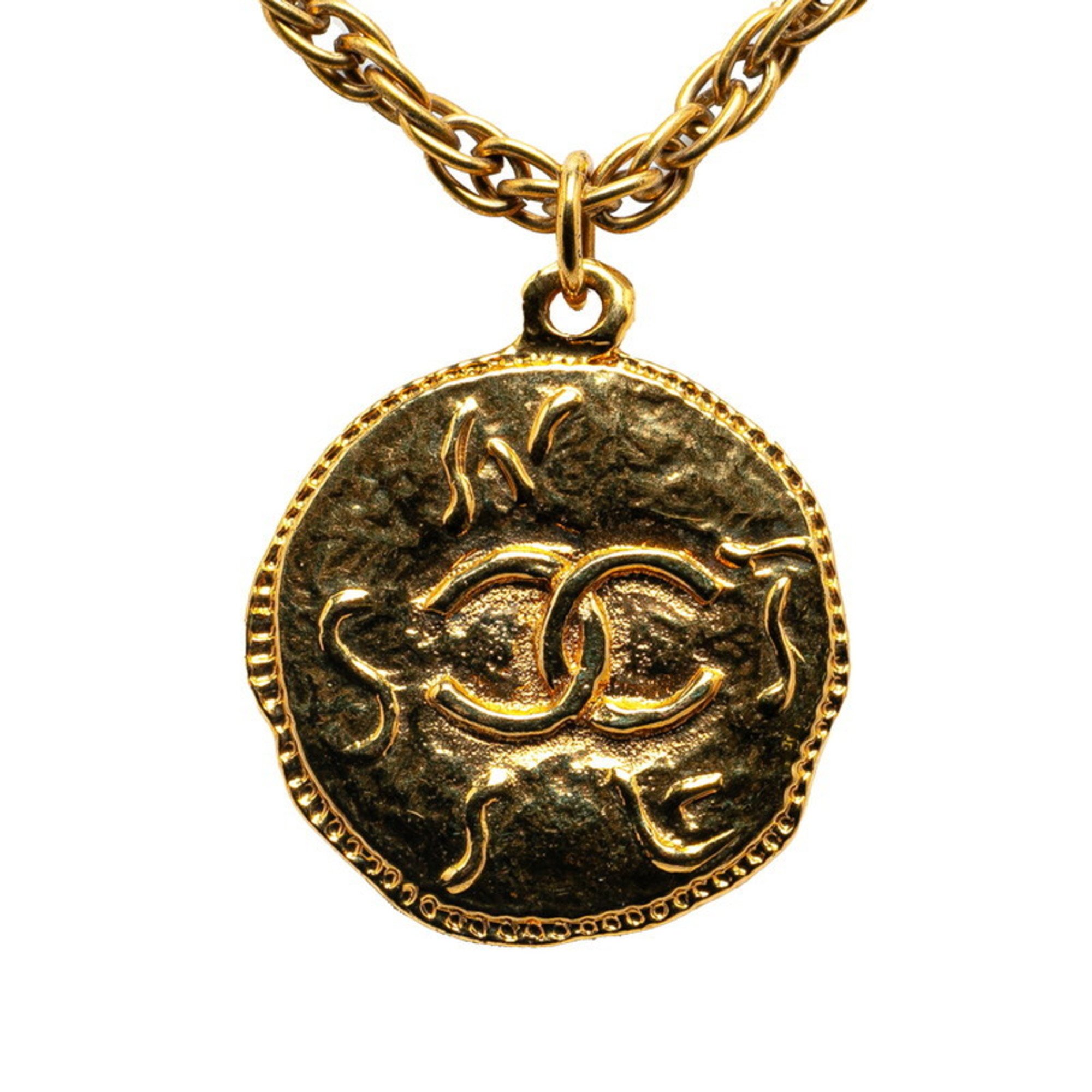 Chanel Coco Mark Necklace Gold Plated Women's CHANEL