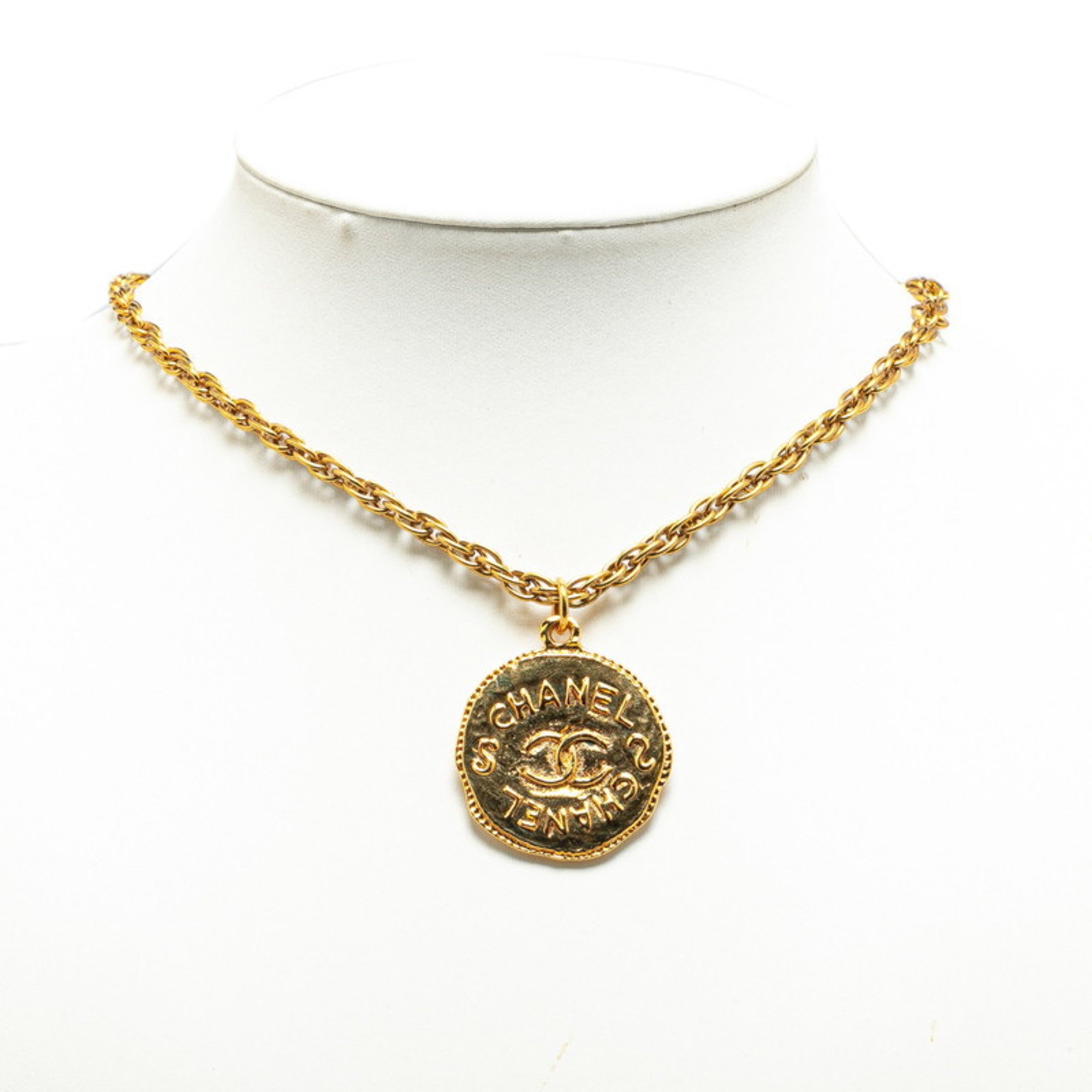 Chanel Coco Mark Necklace Gold Plated Women's CHANEL