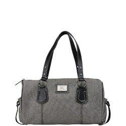 Burberry Shadow Horse Boston Bag Grey Black Canvas Leather Women's BURBERRY