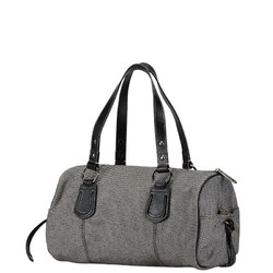 Burberry Shadow Horse Boston Bag Grey Black Canvas Leather Women's BURBERRY