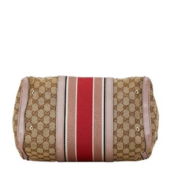 Gucci GG Canvas Sherry Line Boston Bag Shoulder 247205 Beige Pink Leather Women's GUCCI