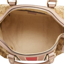 Gucci GG Canvas Sherry Line Boston Bag Shoulder 247205 Beige Pink Leather Women's GUCCI