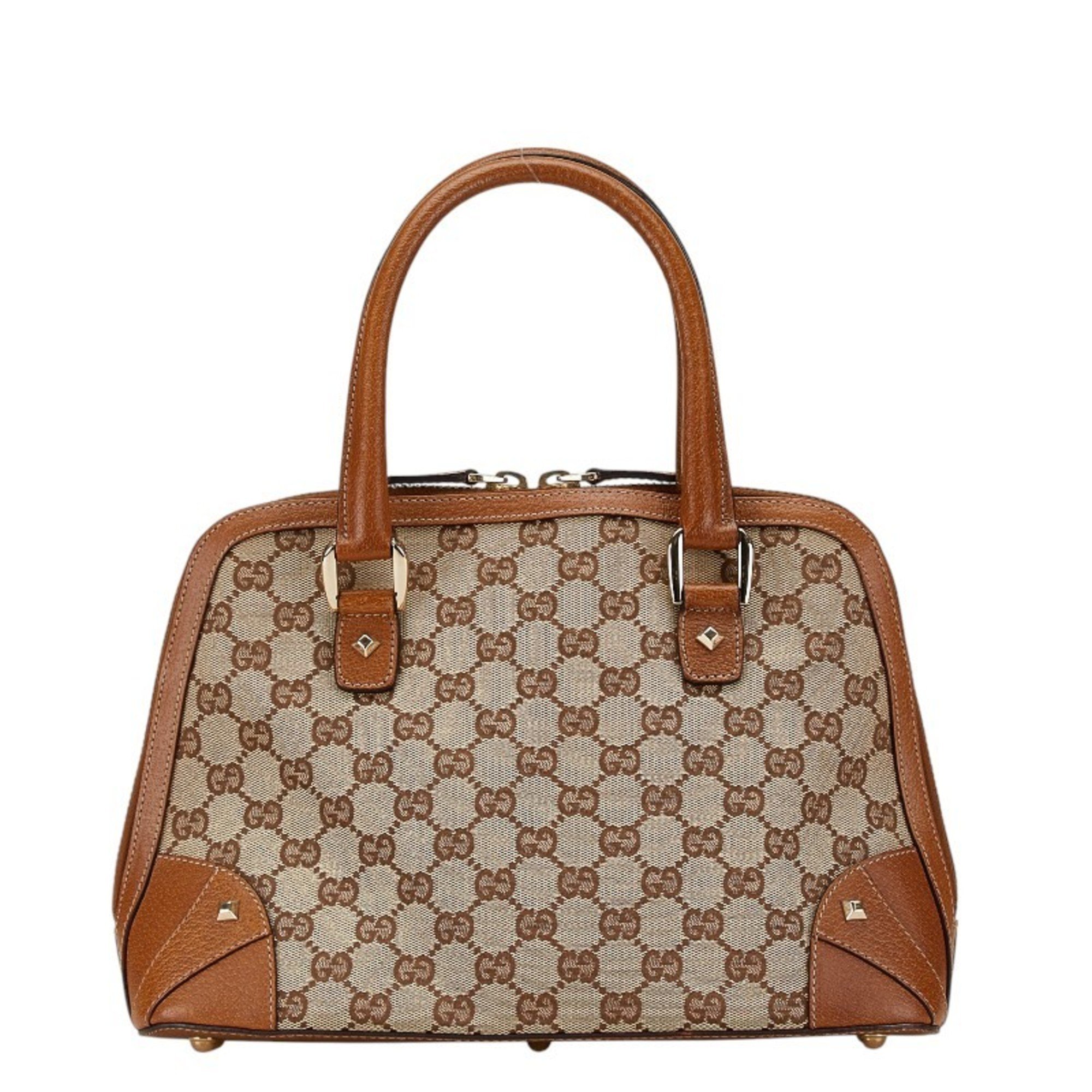 Gucci GG Canvas Studded Handbag 131023 Brown Leather Women's GUCCI