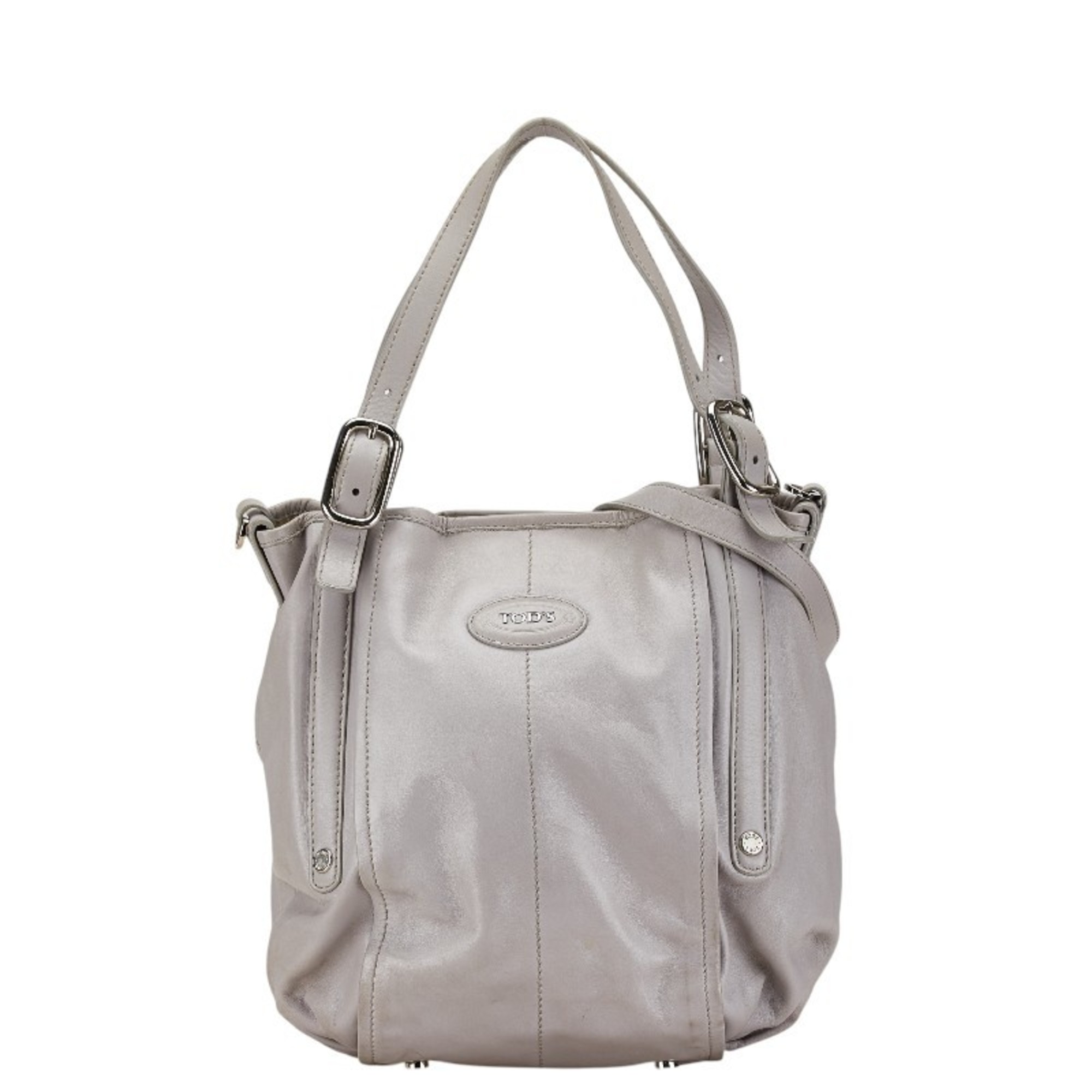 Tod's handbag shoulder bag grey leather ladies TOD'S