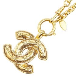 Chanel Matelasse Coco Mark Necklace Gold Plated Women's CHANEL