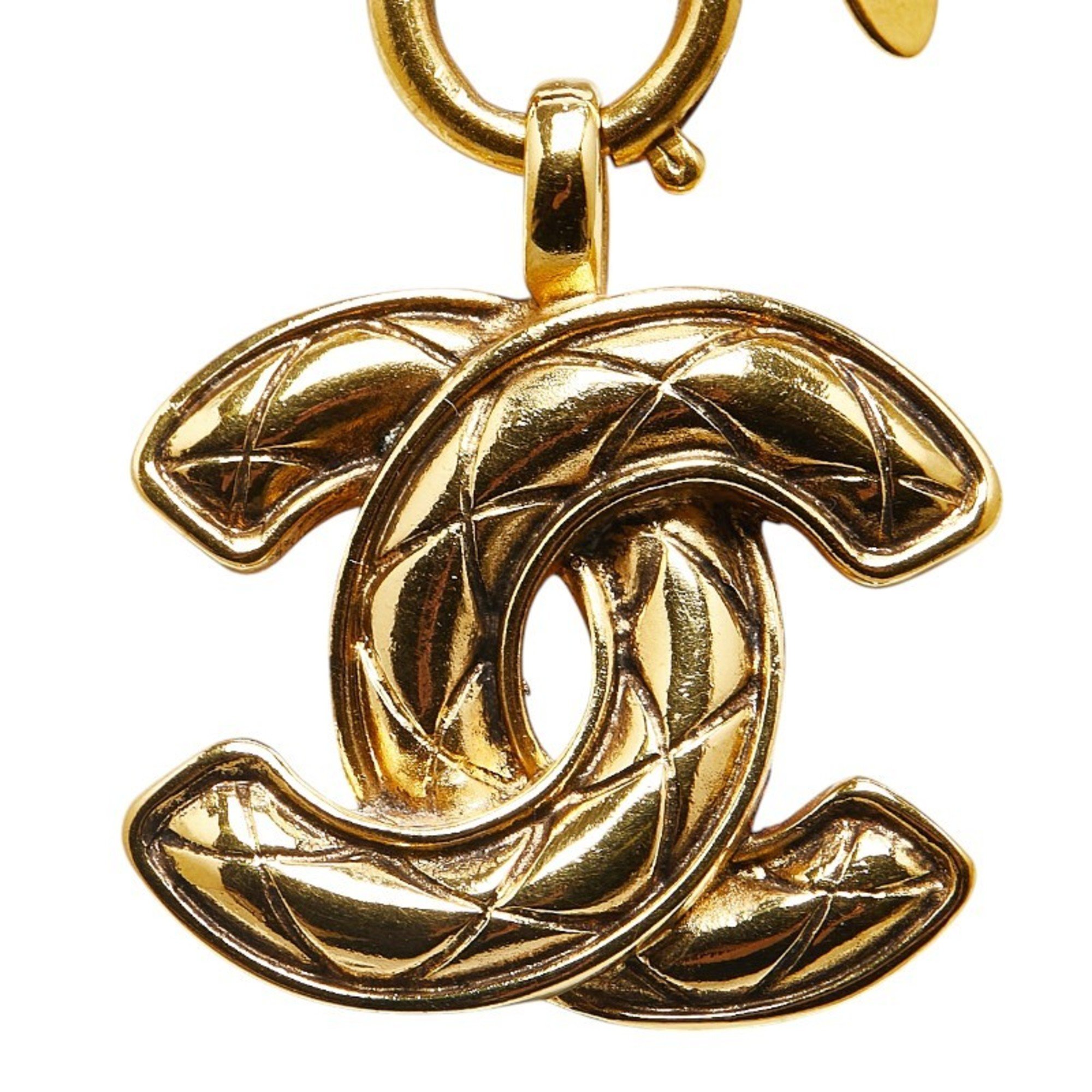 Chanel Matelasse Coco Mark Necklace Gold Plated Women's CHANEL