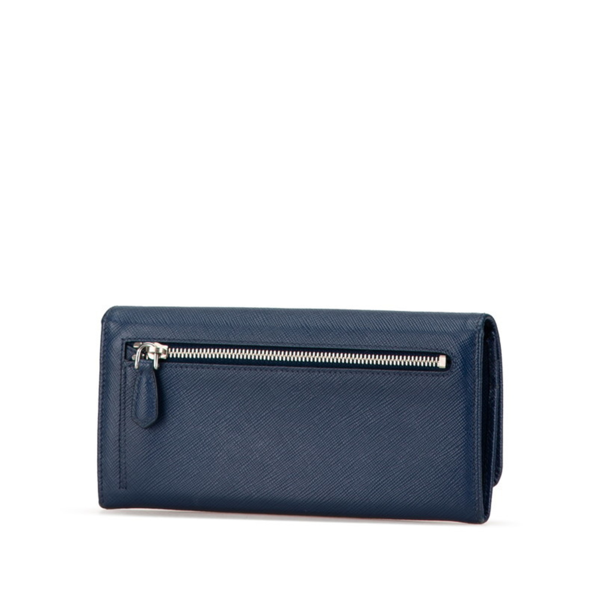 Prada Saffiano Long Wallet 1MH037 Blue Leather Women's PRADA