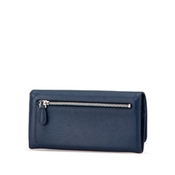 Prada Saffiano Long Wallet 1MH037 Blue Leather Women's PRADA