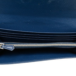 Prada Saffiano Long Wallet 1MH037 Blue Leather Women's PRADA