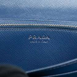 Prada Saffiano Long Wallet 1MH037 Blue Leather Women's PRADA