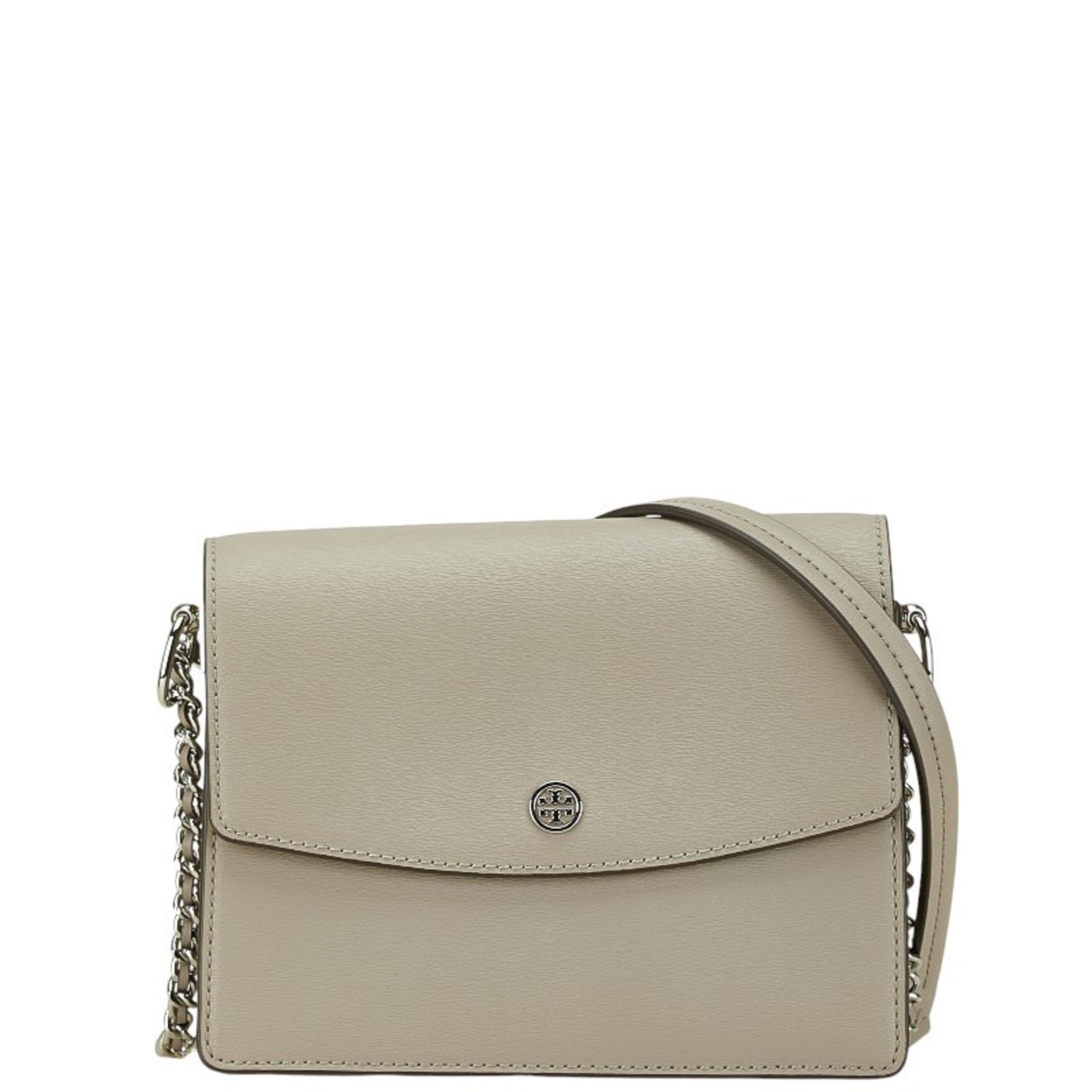 Tory Burch Chain Shoulder Bag Greige Leather Women's