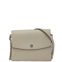 Tory Burch Chain Shoulder Bag Greige Leather Women's