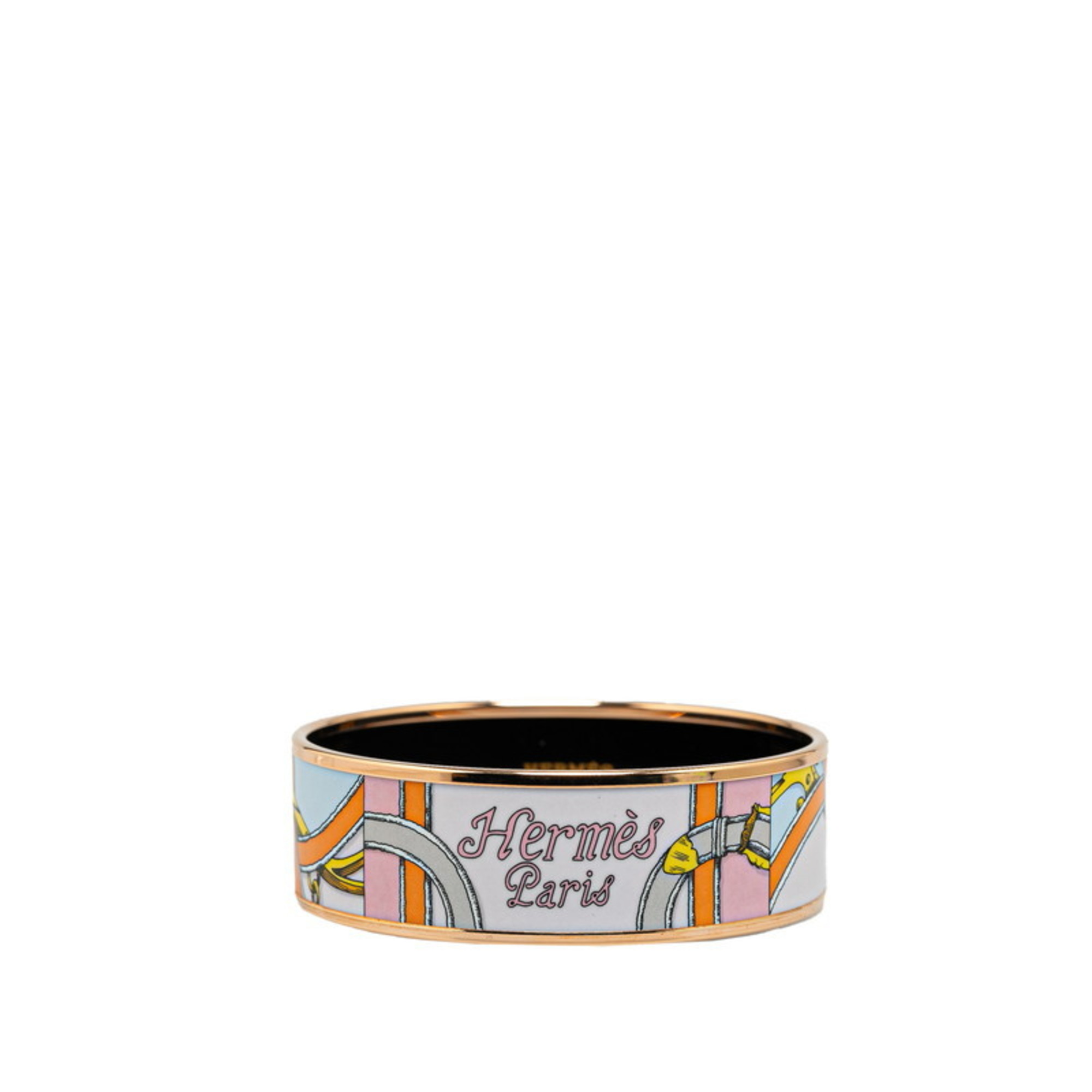 Hermes enamel GM bangle bracelet pink gold multi-color plated women's HERMES