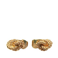 Christian Dior Dior Rope Knot Motif Earrings Gold Plated Women's