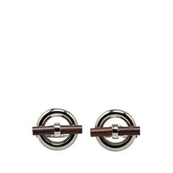 Hermes Chaine d'Ancre Cufflinks Silver Brown Metal Wood Men's HERMES