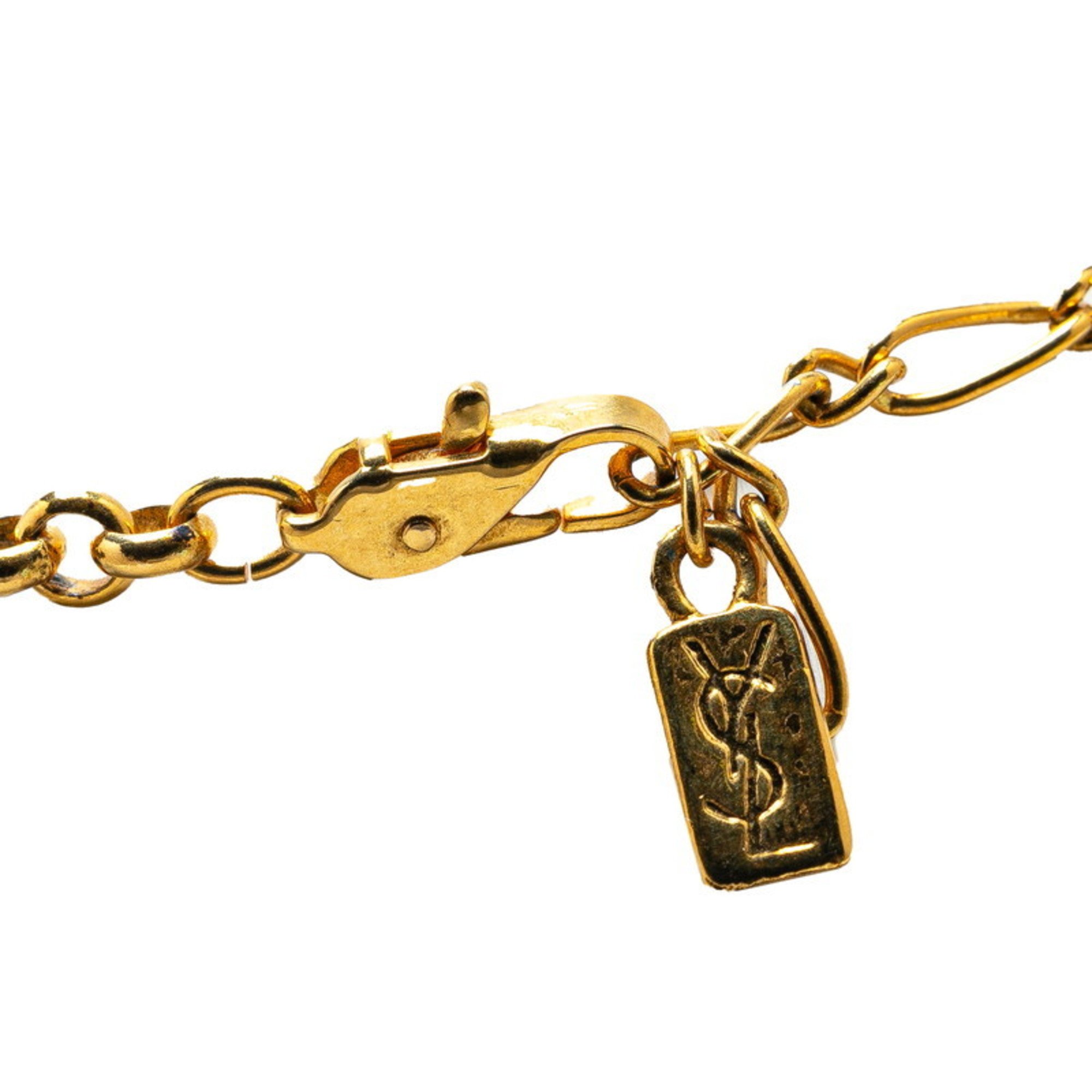 Yves Saint Laurent YSL Fruit Motif Necklace Gold Blue Plated Plastic Women's SAINT LAURENT