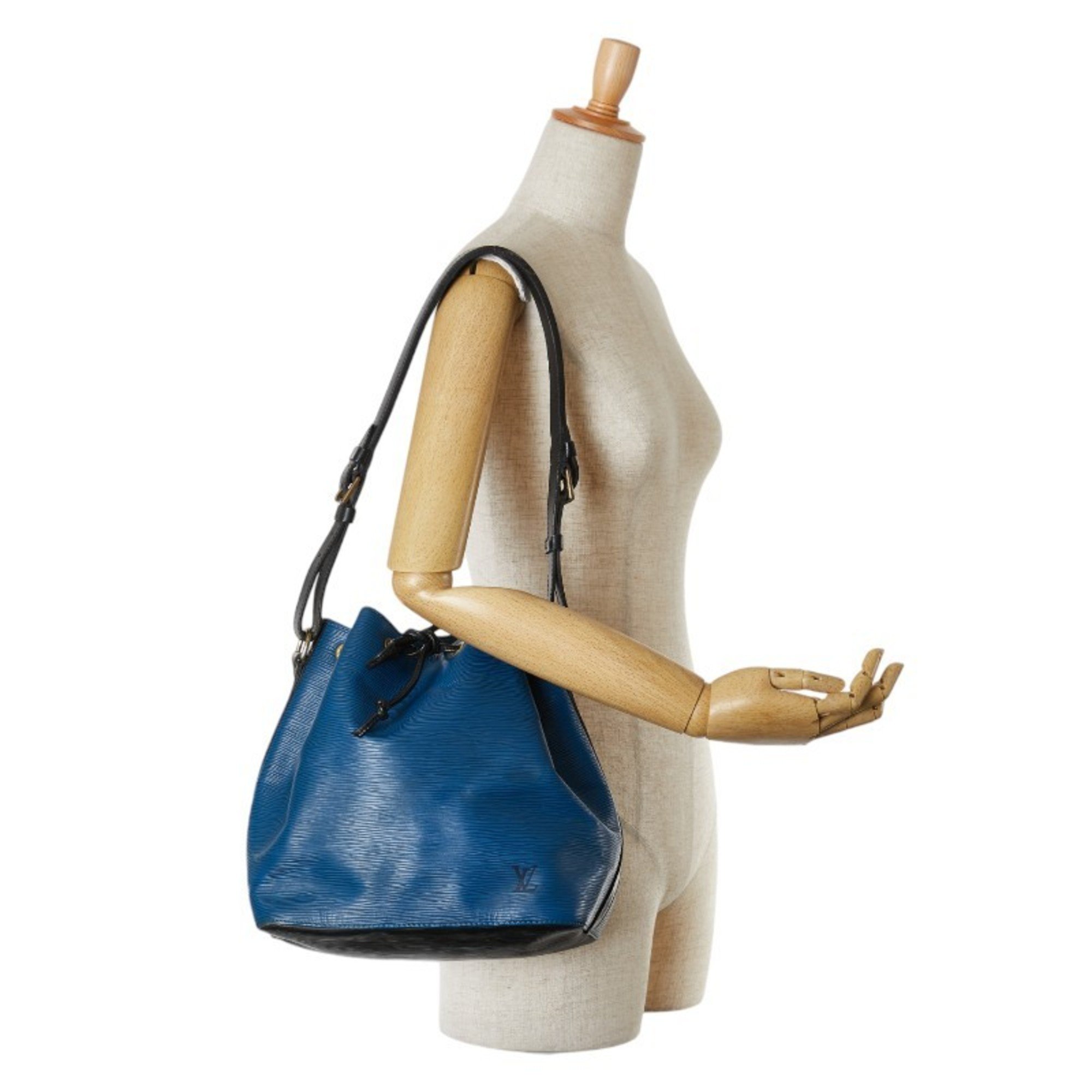 Louis Vuitton Epi Petit Noe Shoulder Bag M44152 Toledo Blue Noir Leather Women's LOUIS VUITTON