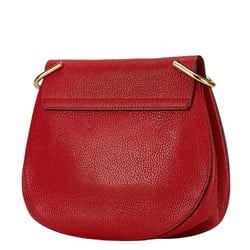 Chloé Chloe Drew Chain Shoulder Bag Red Gold Leather Women's