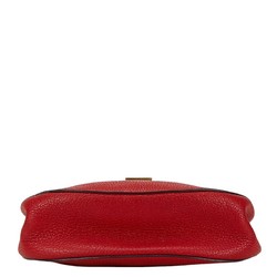 Chloé Chloe Drew Chain Shoulder Bag Red Gold Leather Women's