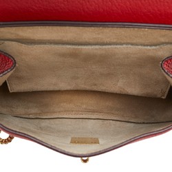 Chloé Chloe Drew Chain Shoulder Bag Red Gold Leather Women's