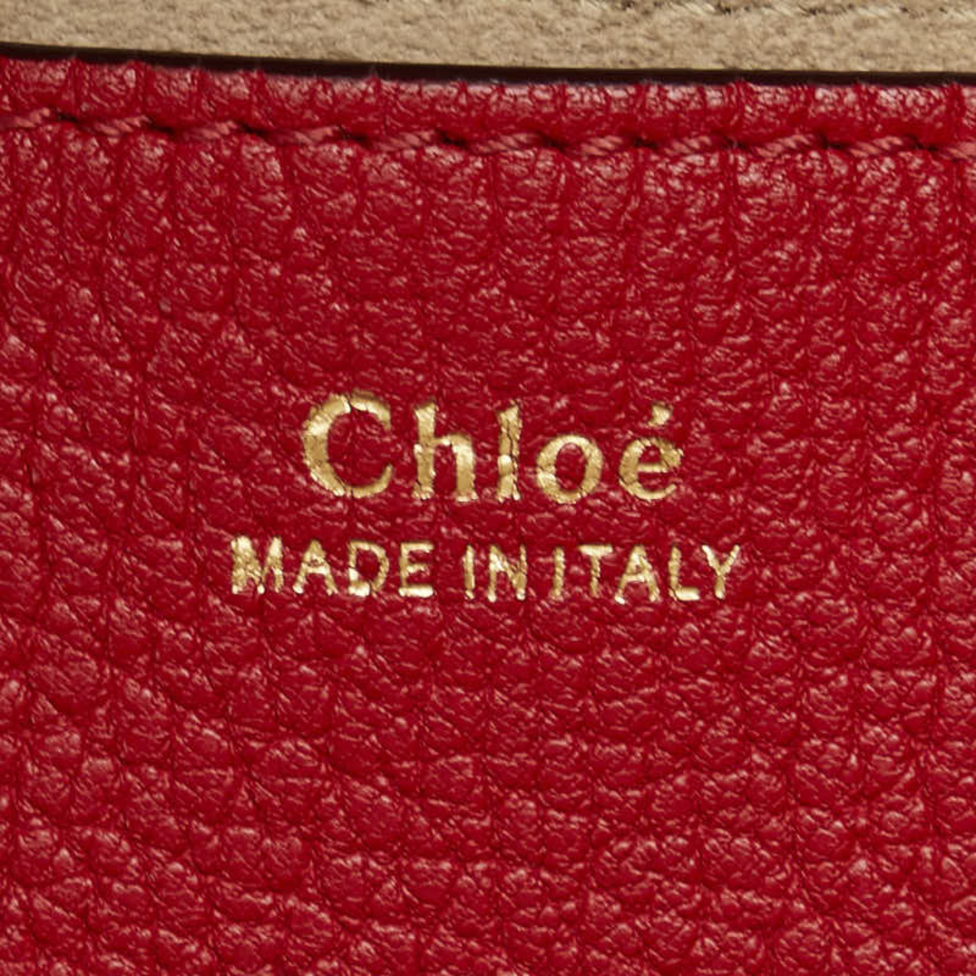 Chloé Chloe Drew Chain Shoulder Bag Red Gold Leather Women's