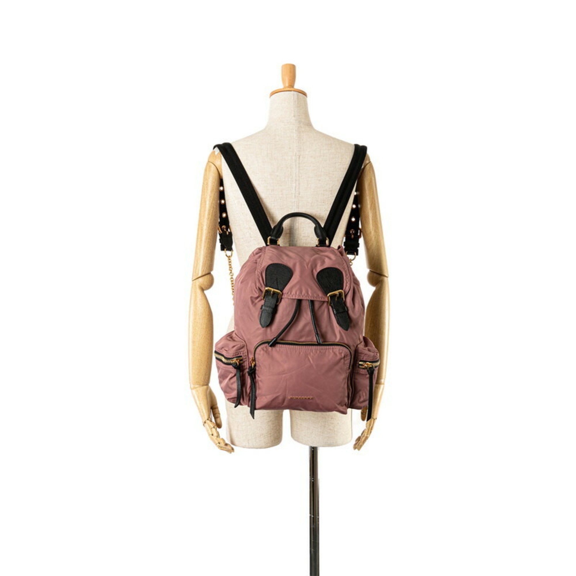 Burberry Backpack Pink Nylon Leather Women's BURBERRY