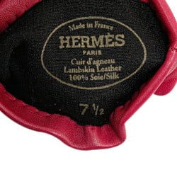 Hermes Stitch Gloves Size: 7 1/2 Wine Red Pink Leather Women's HERMES