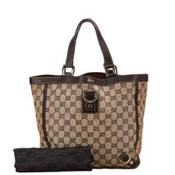 Gucci GG Canvas Abby Handbag Tote Bag 130739 Beige Brown Leather Women's GUCCI