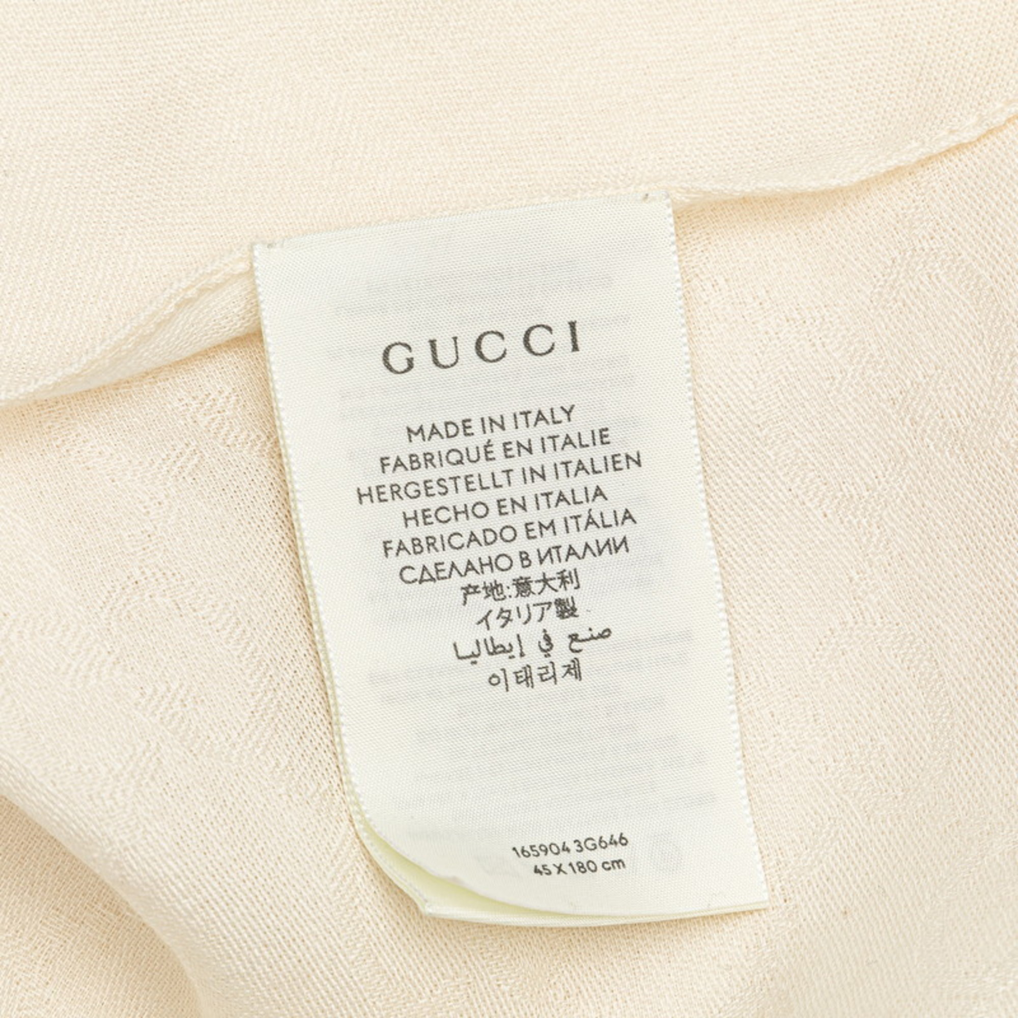 Gucci GG Stole Scarf 165904 White Ivory Wool Silk Women's GUCCI