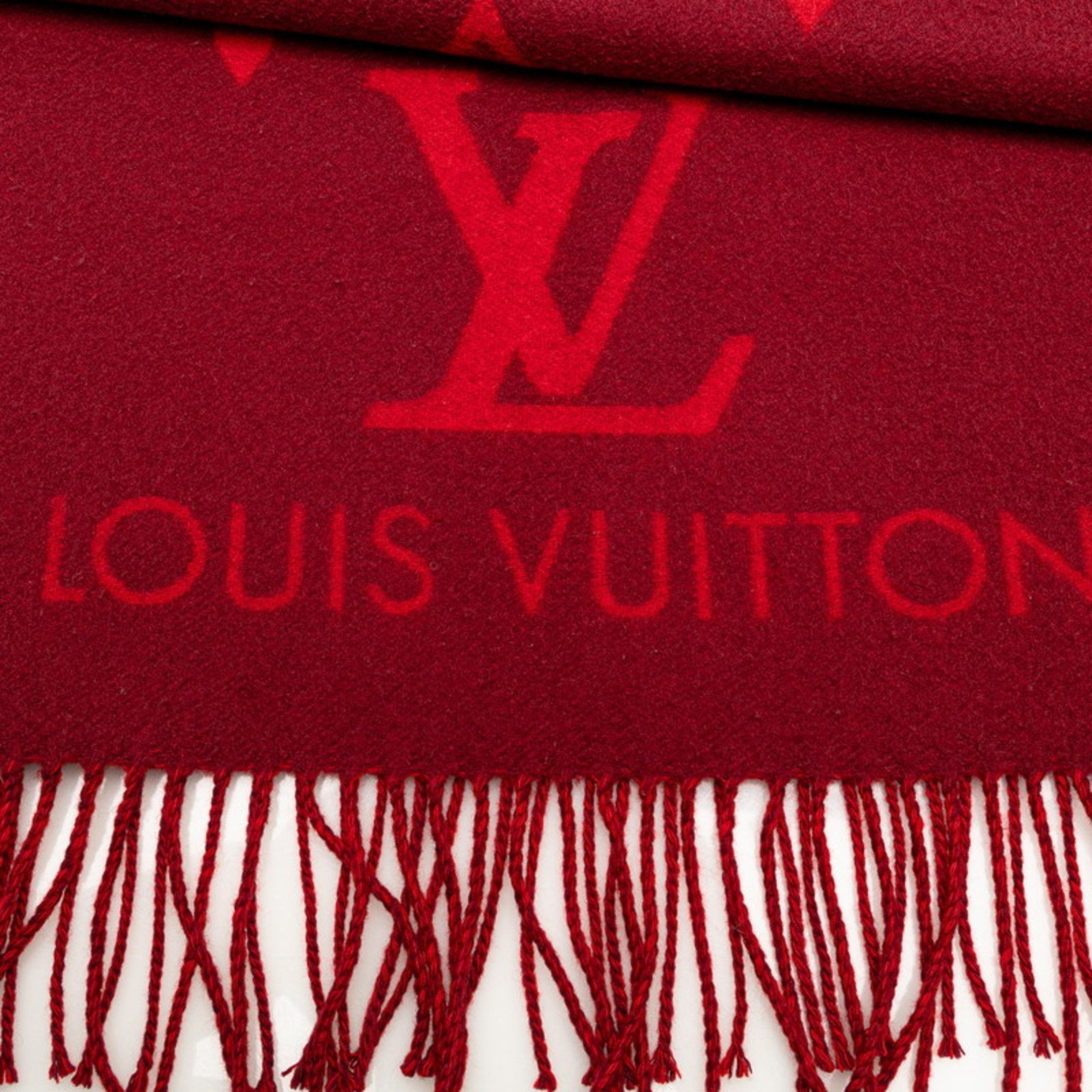 Louis Vuitton Echarpe Reykjavik Scarf M75505 Cerise Red Cashmere Women's LOUIS VUITTON