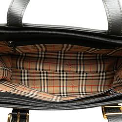 Burberry Nova Check Handbag Black Leather Women's BURBERRY