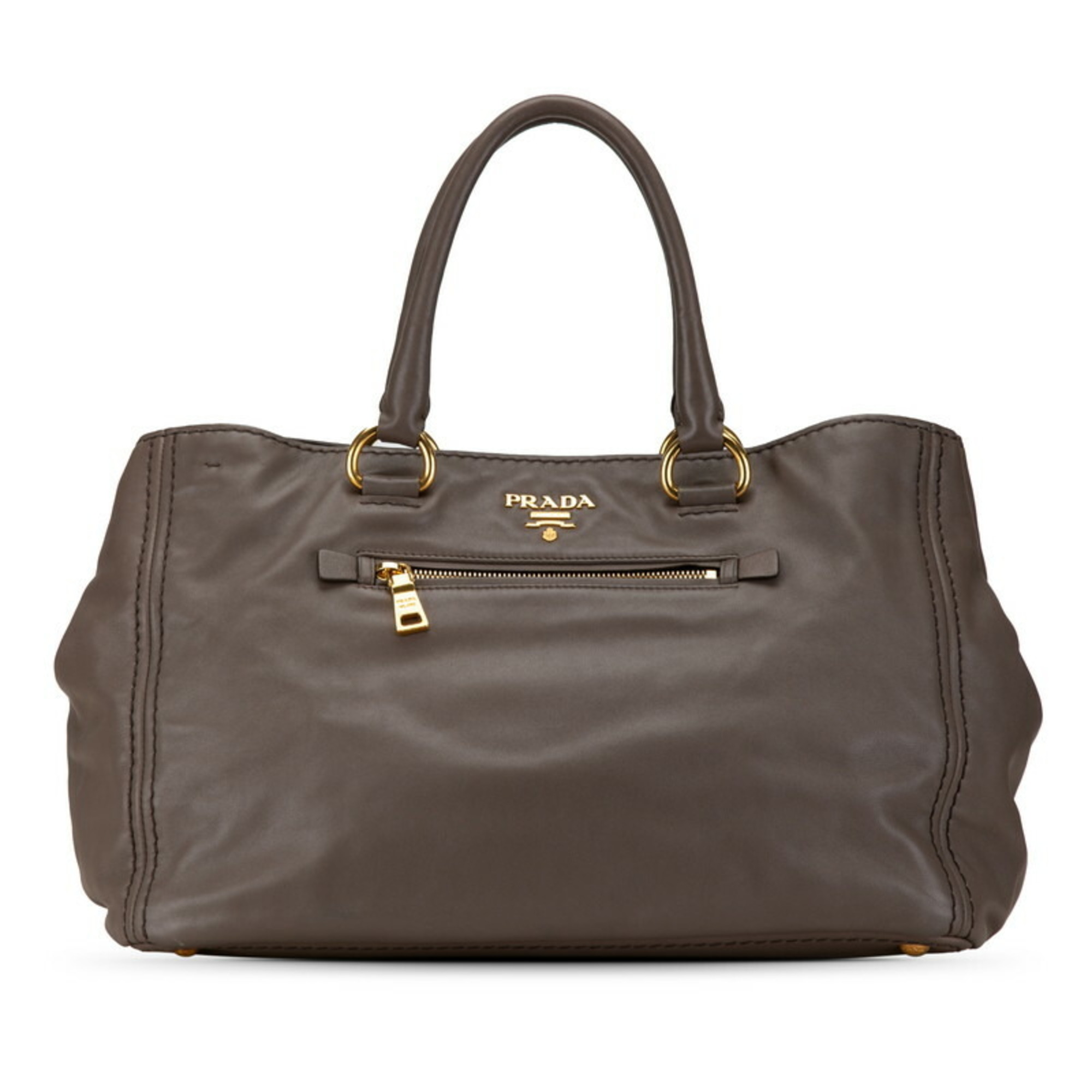 Prada Galleria Handbag BN2103 Greige Leather Women's PRADA