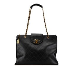 Chanel Coco Mark Handbag Tote Bag Black Leather Women's CHANEL