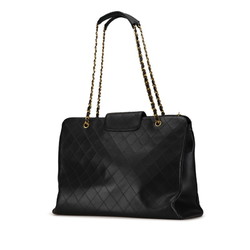 Chanel Coco Mark Handbag Tote Bag Black Leather Women's CHANEL