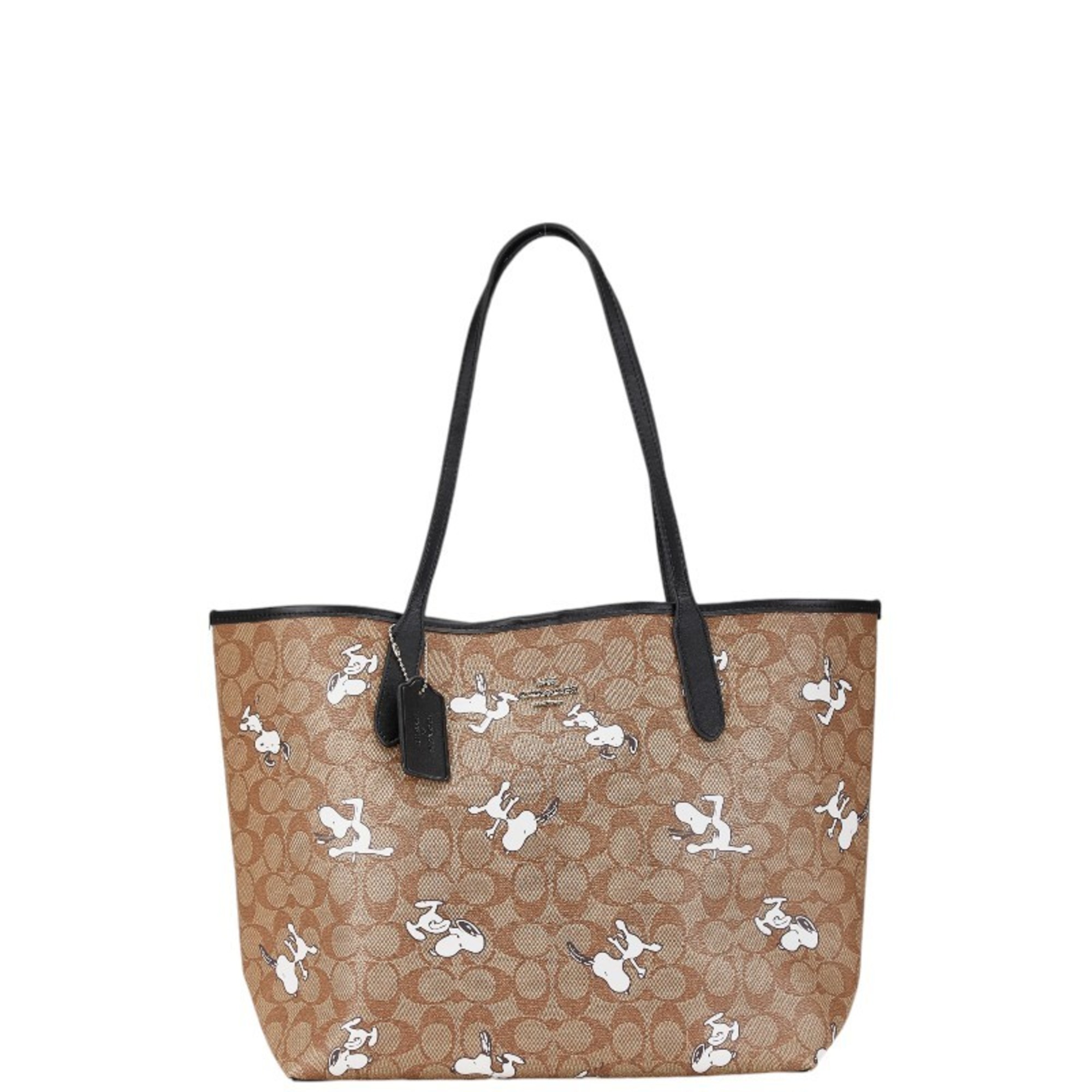 Coach Signature x PEANUTS Collaboration Snoopy City Tote Bag Brown PVC Leather Women's COACH