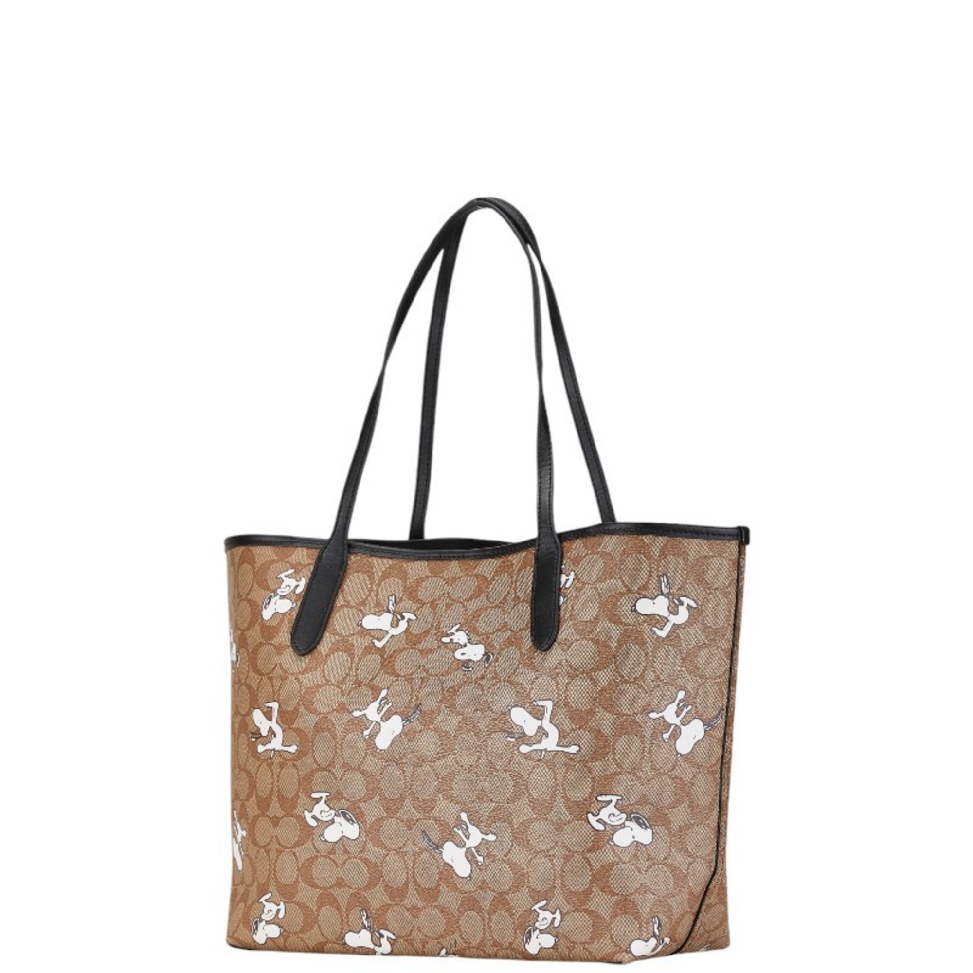 Coach Signature x PEANUTS Collaboration Snoopy City Tote Bag Brown PVC Leather Women's COACH