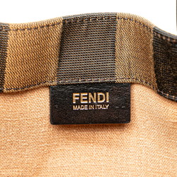 FENDI Pecan Handbag Tote Bag 8BH252 Brown Yellow Canvas Leather Women's