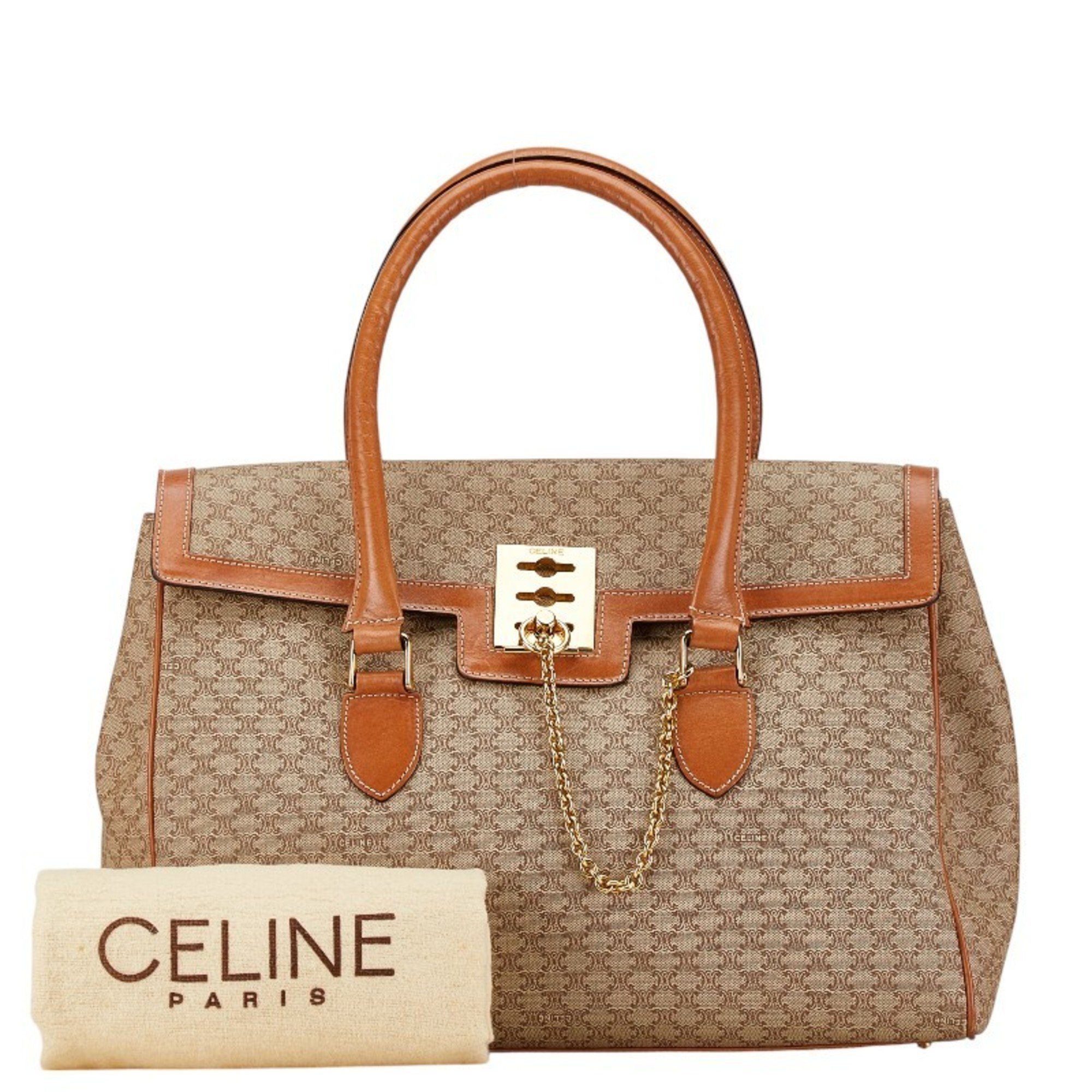 Celine Macadam Handbag Brown PVC Leather Women's CELINE