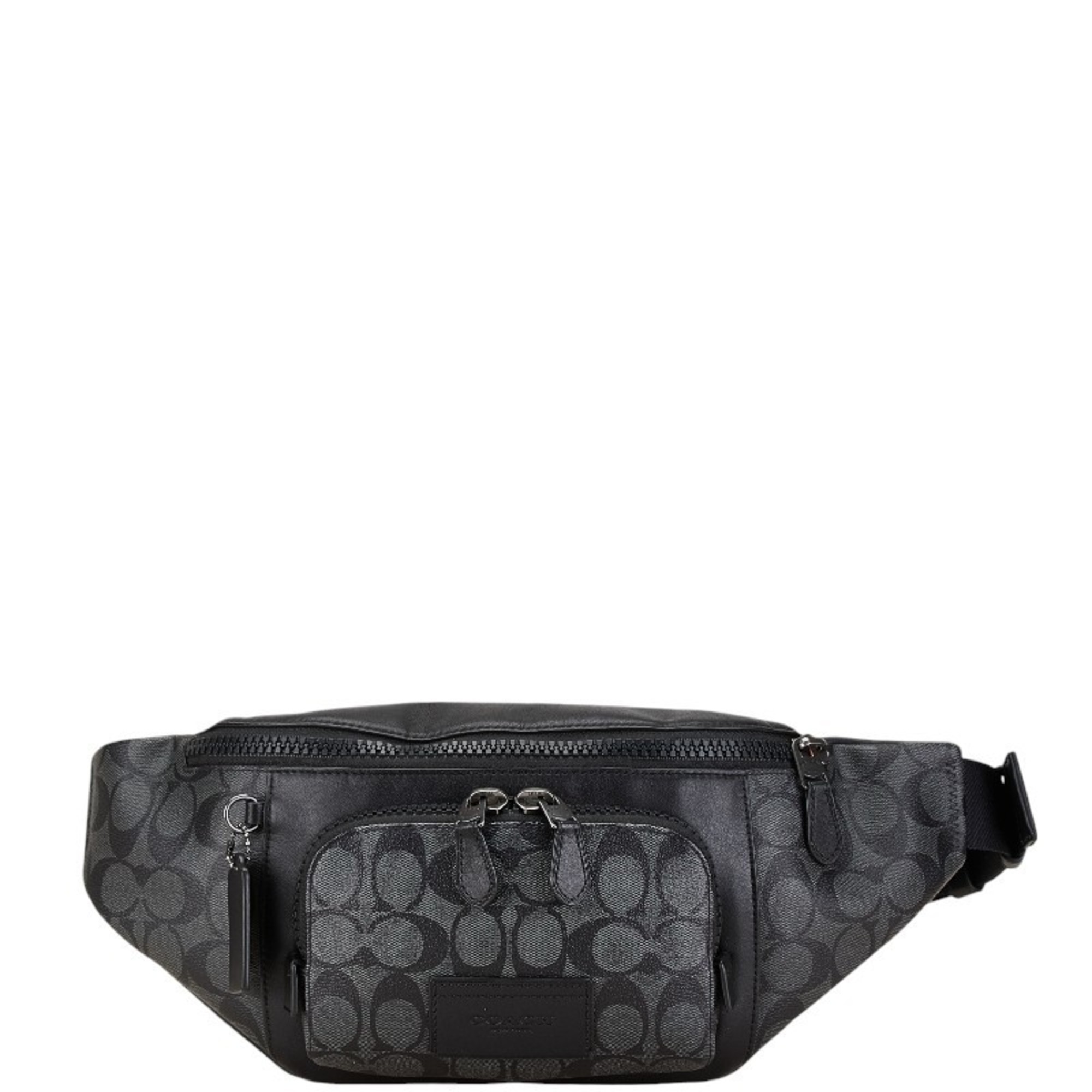 Coach Signature Body Bag Waist Black PVC Leather Women's COACH